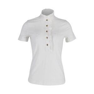 Tory Burch Lidia Ruffle Polo Shirt in White Cotton